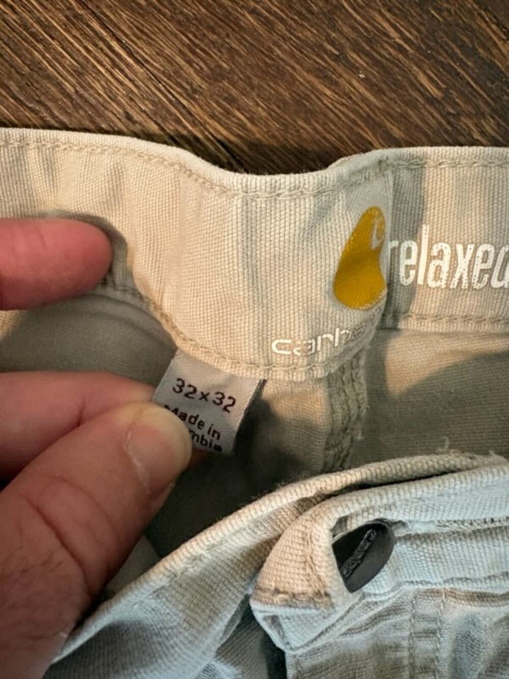 Carhartt Relaxed Fit Work Pants 32x32 Khaki Utility Distressed - Picture 6 of 6